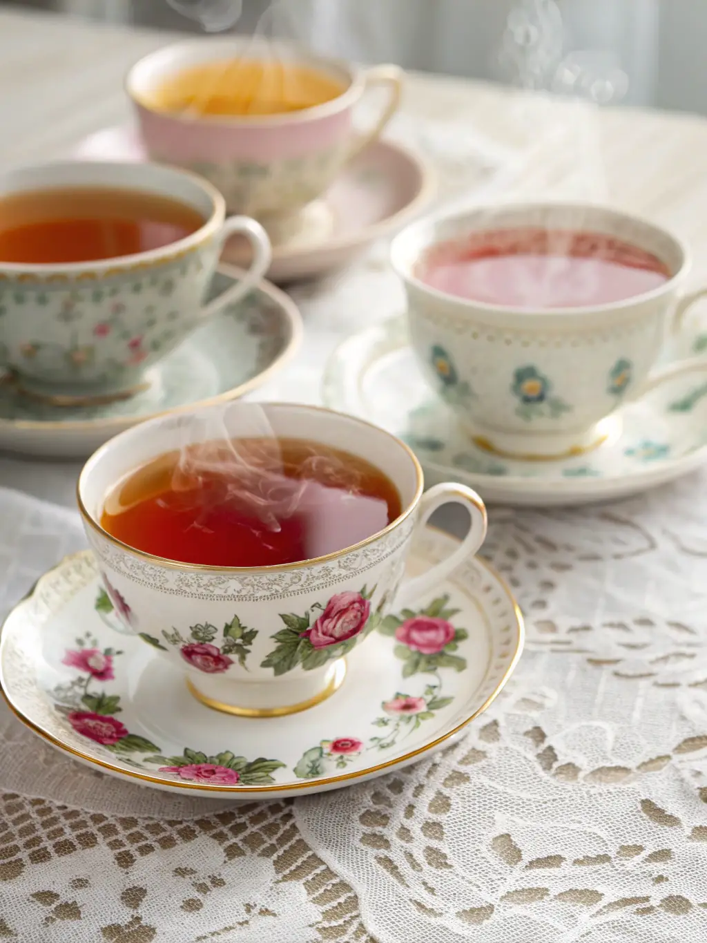 A steaming cup of Earl Grey tea, with a slice of lemon on the side, set against a backdrop of a cozy, sunlit room, evoking a sense of relaxation and sophistication.